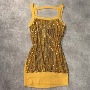 Y2k A'gaci Yellow Sequin Knit Tank Top